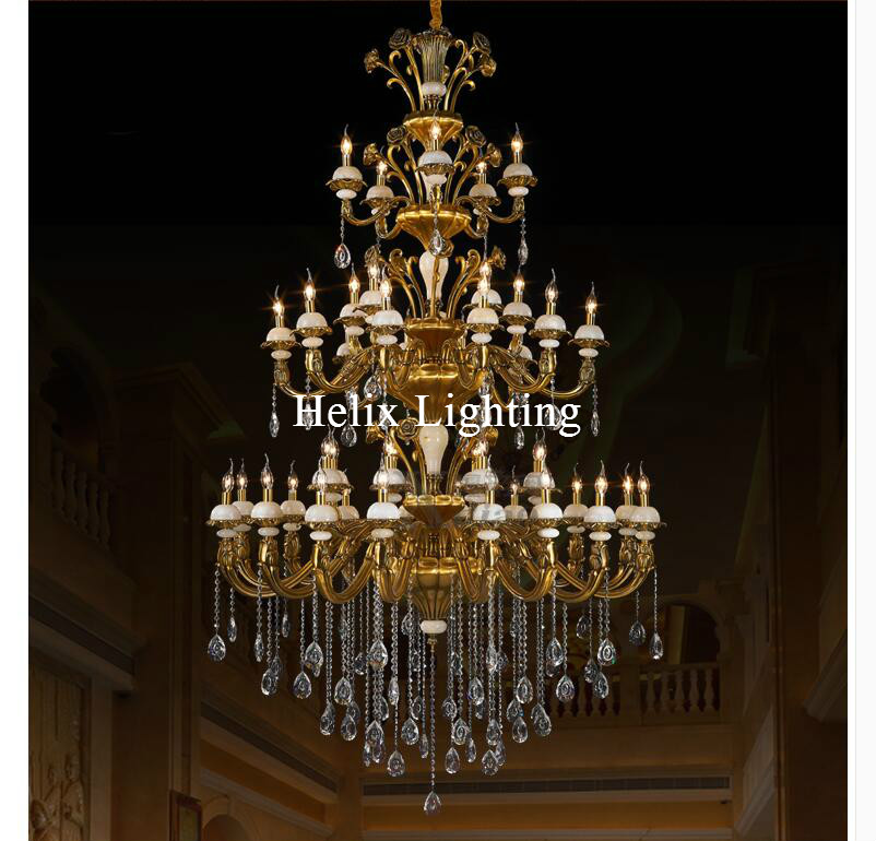 2017 new arrival chandelier d1500mm el project villa chandelier lamp 44 lights luxury crystal chandelier led ac lighting