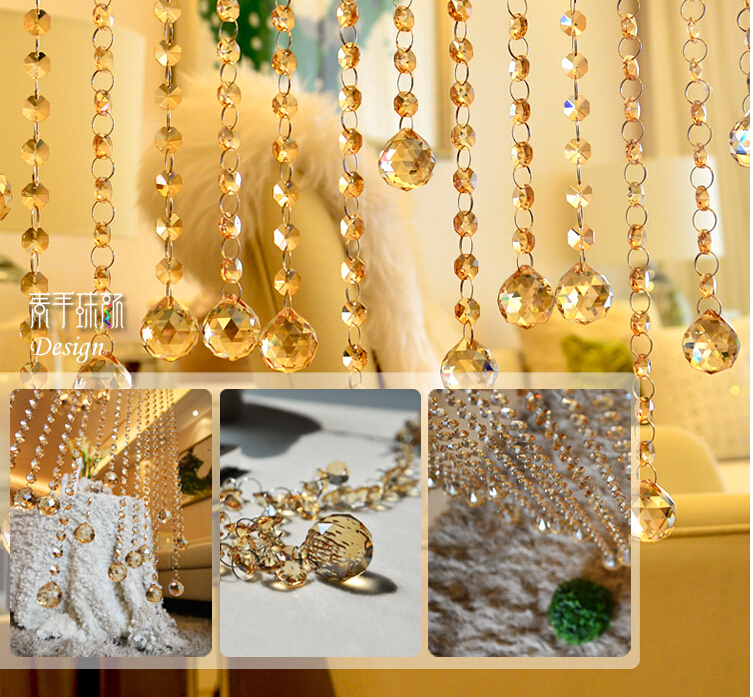 20m/lot 1.2m per pc champagne crystal beads curtain,wedding trimming curtain, diy beads curtain for home decoration