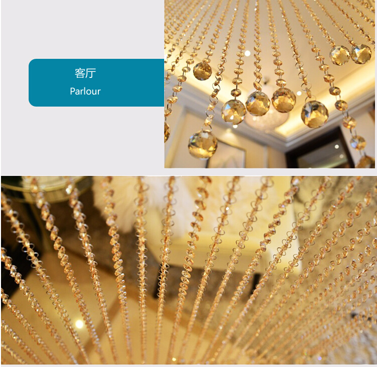 20m/lot 1.2m per pc champagne crystal beads curtain,wedding trimming curtain, diy beads curtain for home decoration