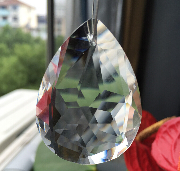 20pcs/lot 63mm length transparent crystal faceted suncatcher prisms ornament lamp chandelier pendants , romantic decoration