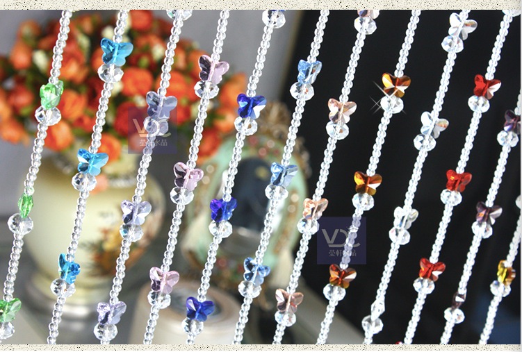 20pieces/lot 1meter diy k9 crystal octagon beads chain butterfly shaped wedding chandelier chain+metal connector