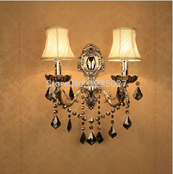 2l crystal decoration silver alloy e14 candle wall mounted indoor crystal wall lamps lighting whole