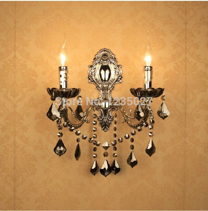 2l crystal decoration silver alloy e14 candle wall mounted indoor crystal wall lamps lighting whole