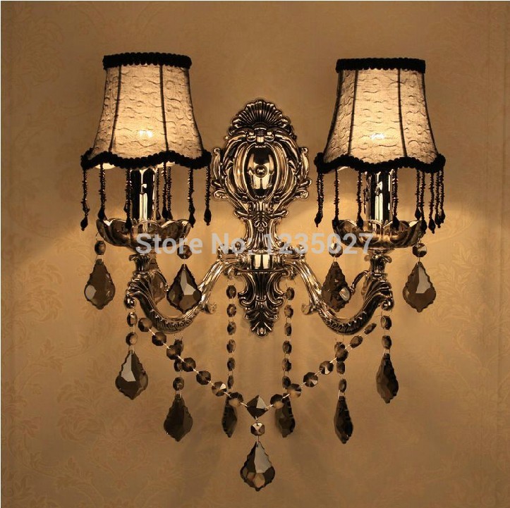 2l crystal decoration silver alloy e14 candle wall mounted indoor crystal wall lamps lighting whole