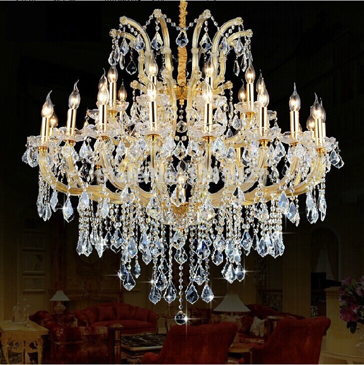 30 heads el chandelier lighting top k9 crystal chandeliers crystal lamp golden crystal chandelier