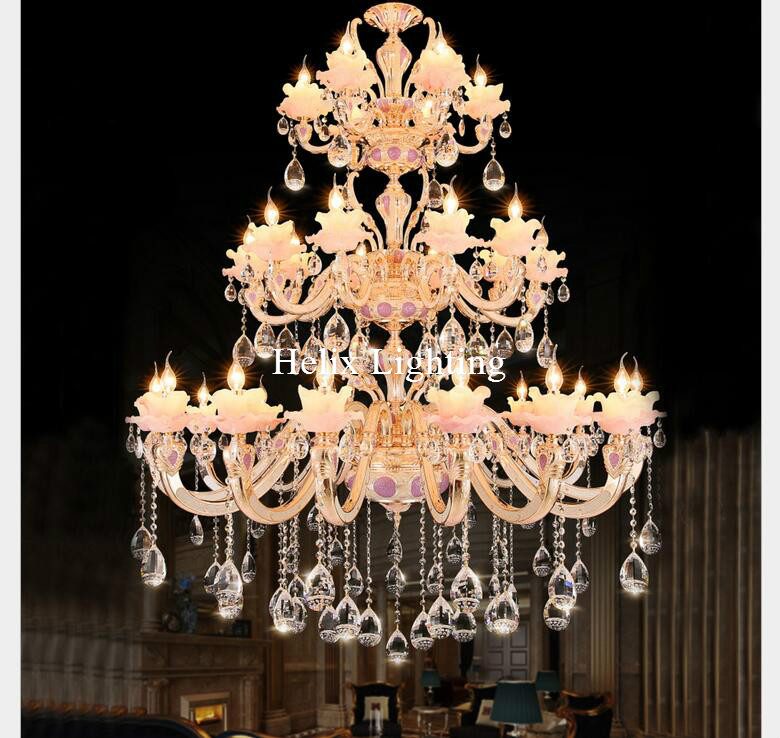 32l d140cm crystal chandelier lamp living room lamp el lamp restaurant lamp led zinc alloy crystal chandelier