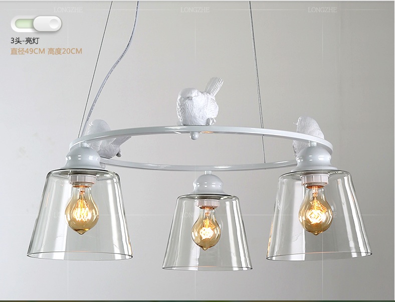 3l and 6l modern nordic style creative brief restaurant lights bird personalized rustic glass pendant lamp