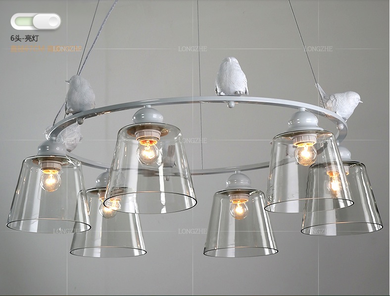 3l and 6l modern nordic style creative brief restaurant lights bird personalized rustic glass pendant lamp