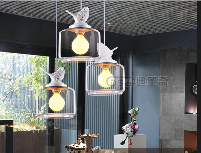 3l led d200mm modern nordic style creative brief restaurant lights bird personalized rustic glass pendant lamp