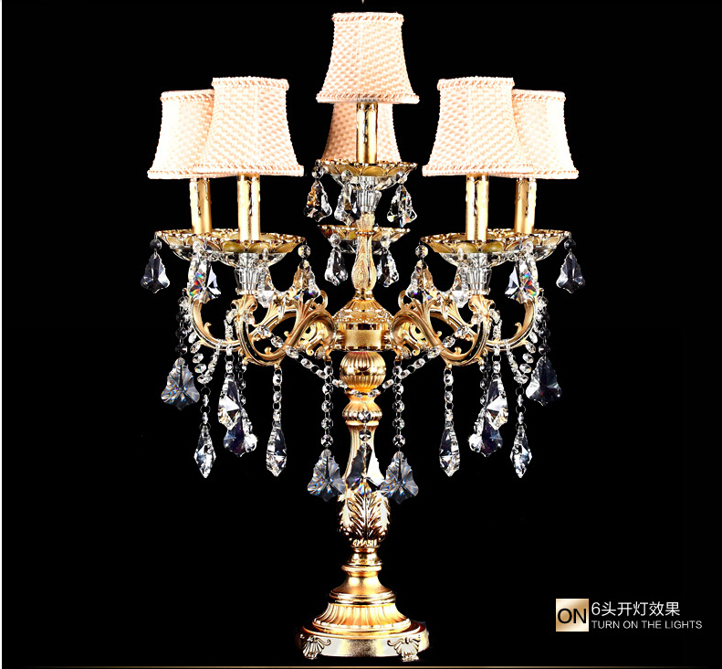 6 heads luxruy e14 candle crystal table lamp fashion table lamp living room lamps bedroom lamp brief bed-lighting