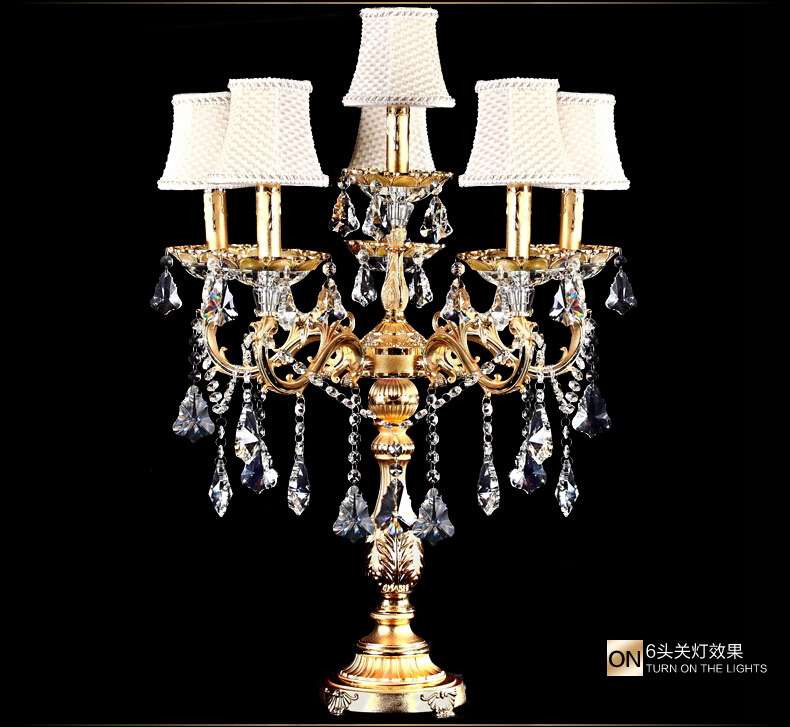 6 heads luxruy e14 candle crystal table lamp fashion table lamp living room lamps bedroom lamp brief bed-lighting