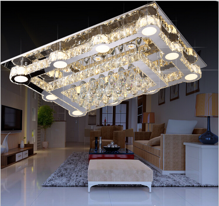 600mm remote control led stainless steel crystal design clear crystal led ceiling light led ceiling lamps ac guaranteed