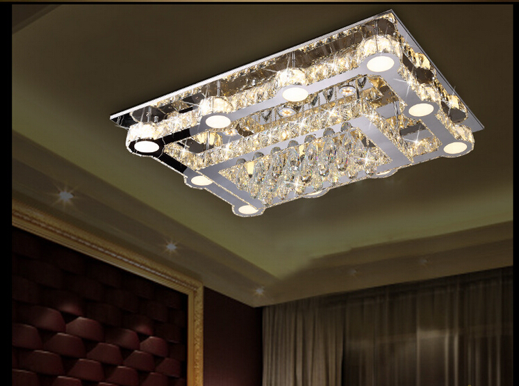 600mm remote control led stainless steel crystal design clear crystal led ceiling light led ceiling lamps ac guaranteed