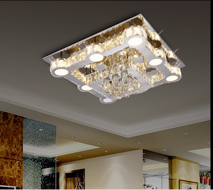 600mm remote control led stainless steel crystal design clear crystal led ceiling light led ceiling lamps ac guaranteed