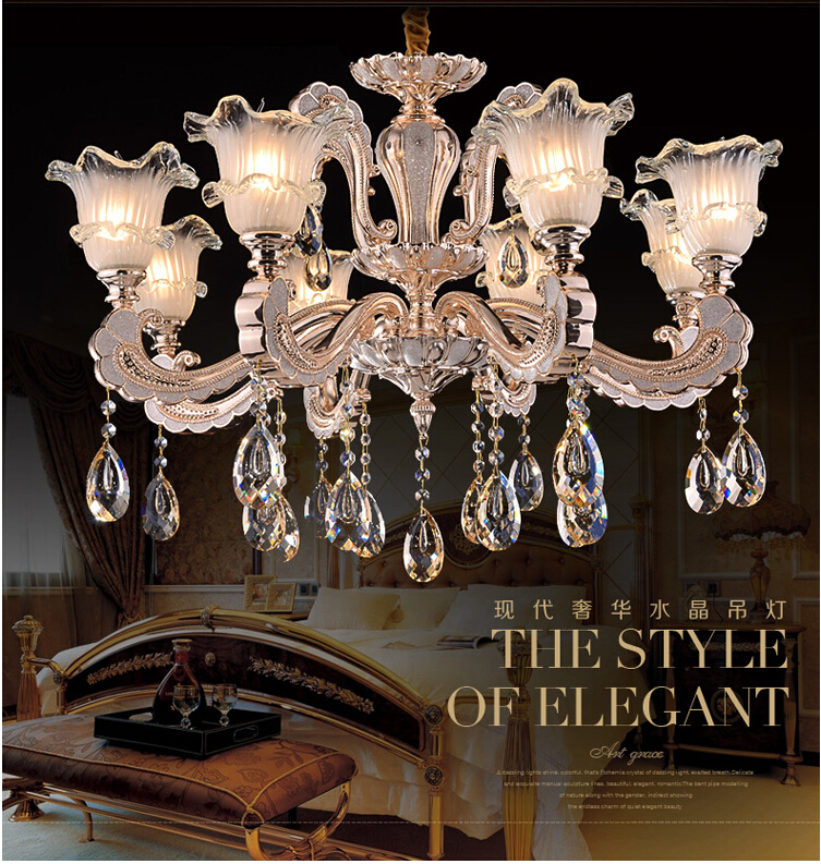 6l and 8l alloy crystal candle chandelier k9 lustres light fixture for dinning room bedroom foyer wedding deco lamp lighting