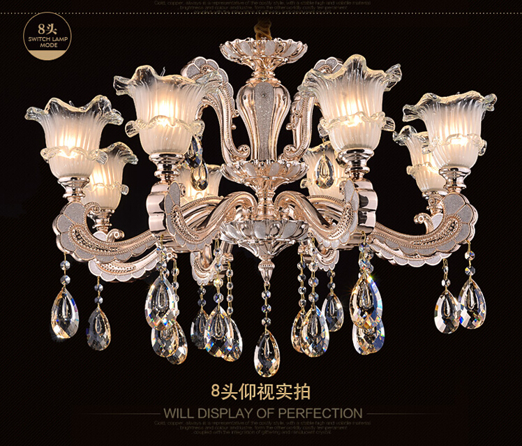 6l and 8l alloy crystal candle chandelier k9 lustres light fixture for dinning room bedroom foyer wedding deco lamp lighting