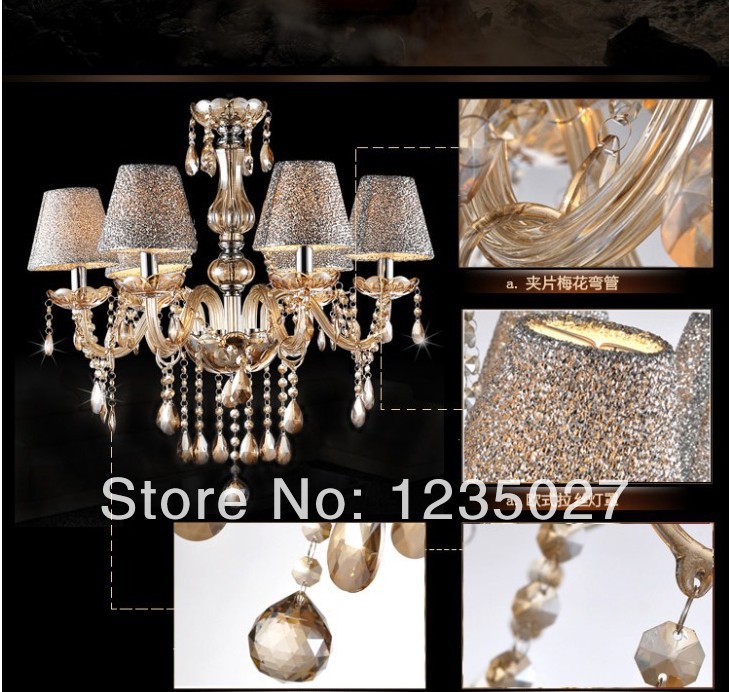 6l crystal chandelier/ morden indoor lighting/d620mm h600mm/fashion art crystal chandelier creative lighting/fast