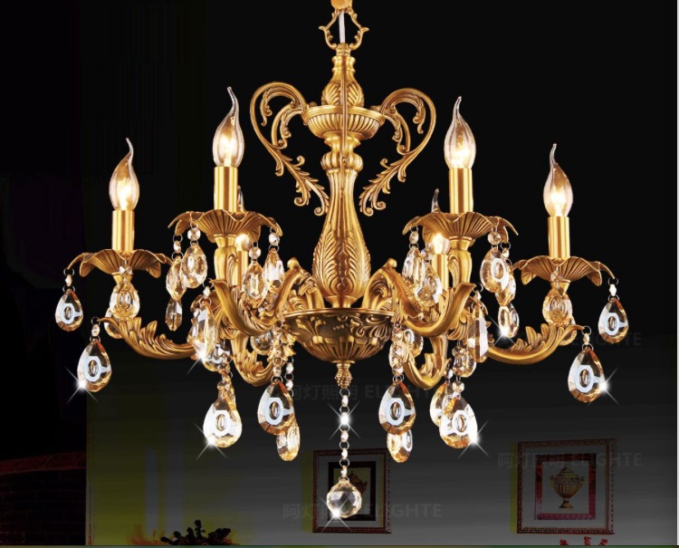 6l d620mm h580mm bronze finished brass crystal chandelier lighting luxurious brass crystal lamp lustre suspension light