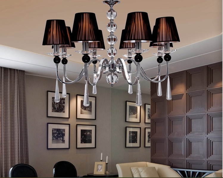 8 arms chrome european style chandelier 8l d750mm h530mm fashionable living room chandelier decoration lighting fixture