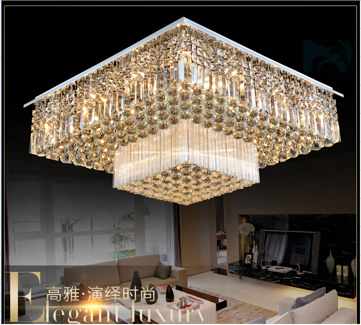 800*800mm modern led crystal ceiling lights for living room luminaria teto cristal ceiling lamp ac remote controller