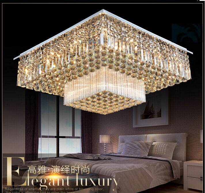 800*800mm modern led crystal ceiling lights for living room luminaria teto cristal ceiling lamp ac remote controller