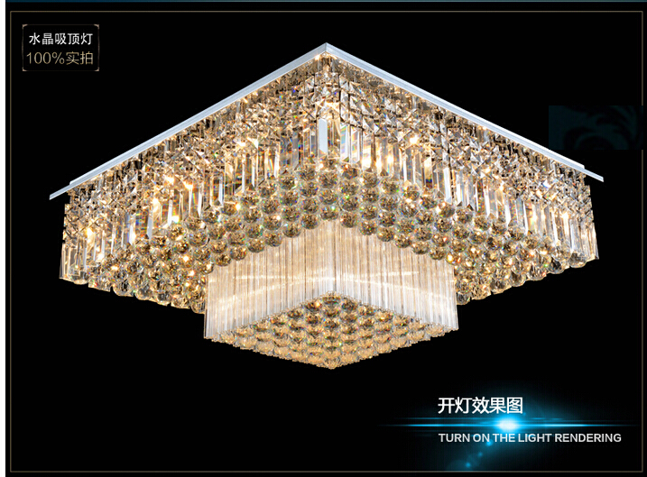 800*800mm modern led crystal ceiling lights for living room luminaria teto cristal ceiling lamp ac remote controller