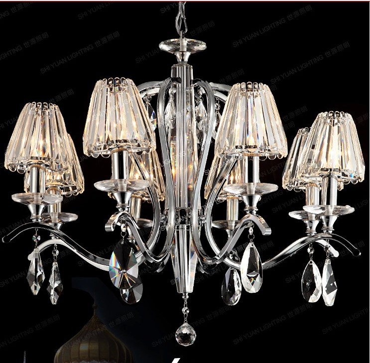 8bulbs european candle black crystal chandeliers ceiling living room modern e14 retail and whole