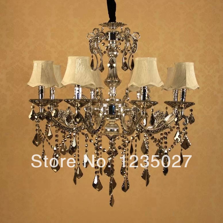 8lights gorgeous silver vintage crystal chandelier lamp fast sy4021/8l d820mm h800mm