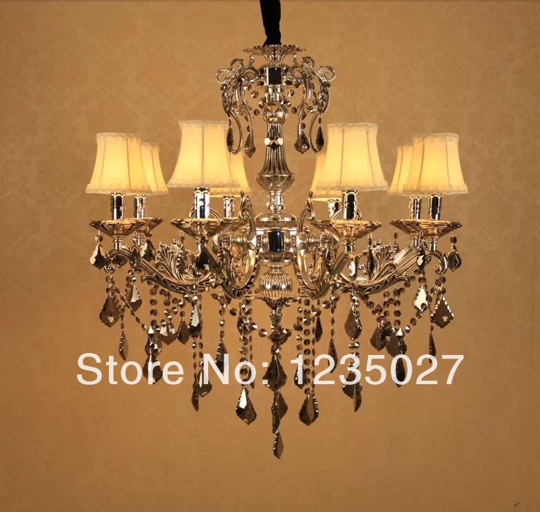 8lights gorgeous silver vintage crystal chandelier lamp fast sy4021/8l d820mm h800mm