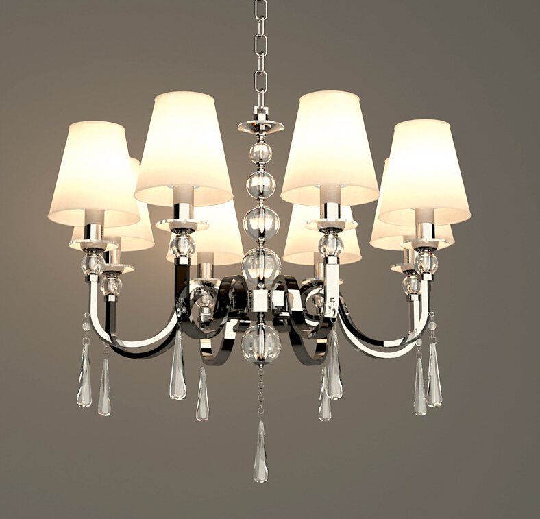 ac modern chandelier fabric crystal chandeliers 8arms e14 socket bedroom lamp chandelier lampada