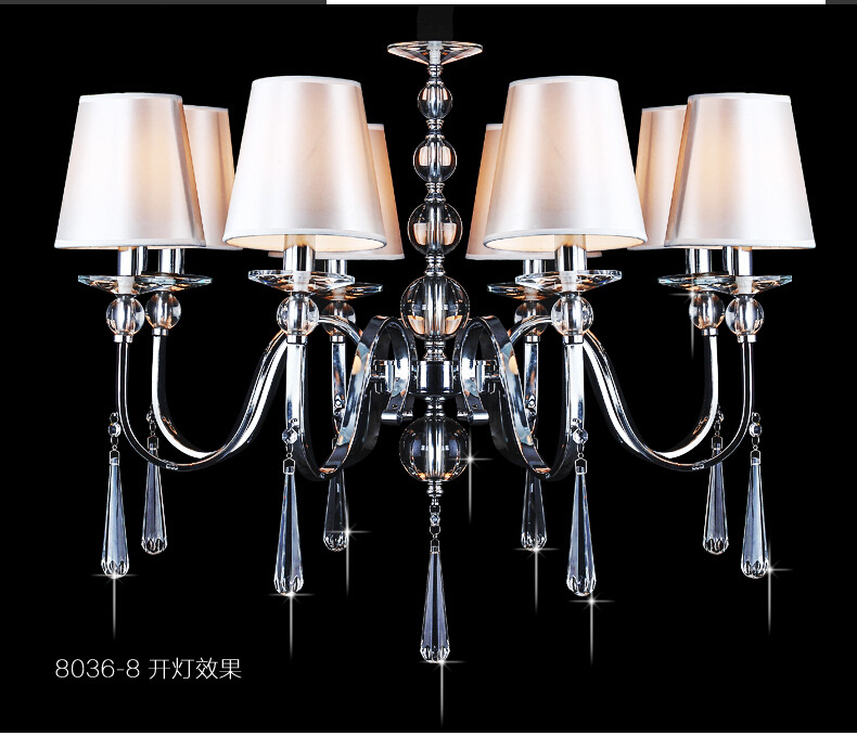 ac modern chandelier fabric crystal chandeliers 8arms e14 socket bedroom lamp chandelier lampada