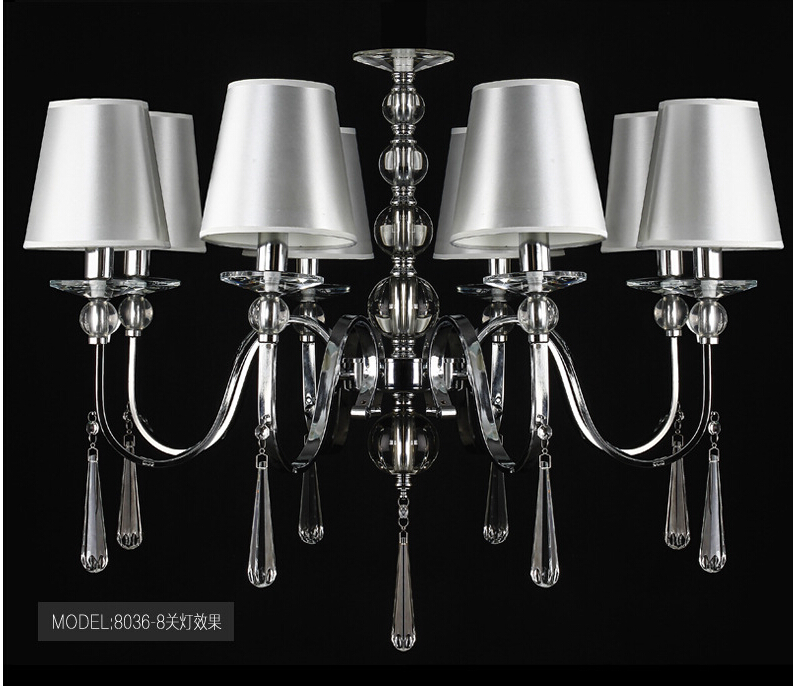 ac modern chandelier fabric crystal chandeliers 8arms e14 socket bedroom lamp chandelier lampada