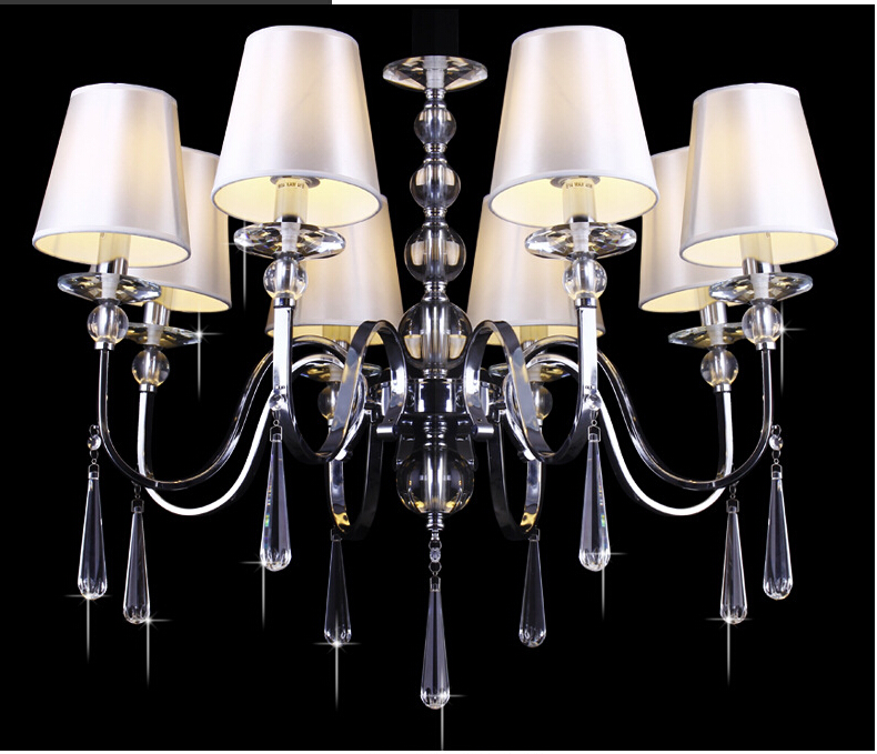 ac modern chandelier fabric crystal chandeliers 8arms e14 socket bedroom lamp chandelier lampada