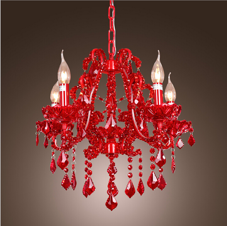 ac new red home led modern crystal chandelier lamp with 5 lights, lustre de crystal,lustres de cristal chandelier