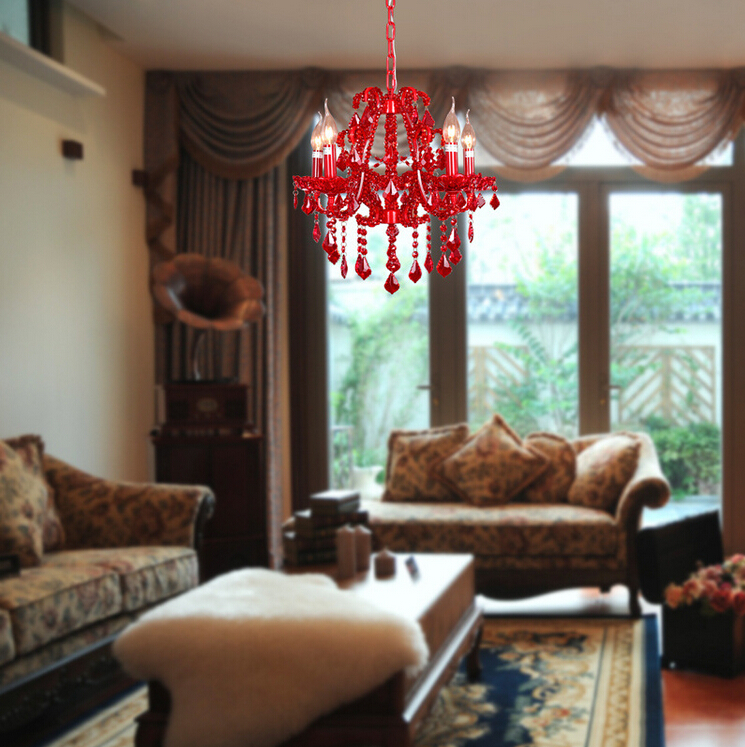 ac new red home led modern crystal chandelier lamp with 5 lights, lustre de crystal,lustres de cristal chandelier