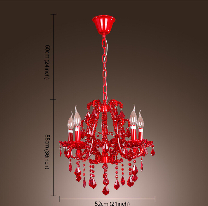 ac new red home led modern crystal chandelier lamp with 5 lights, lustre de crystal,lustres de cristal chandelier