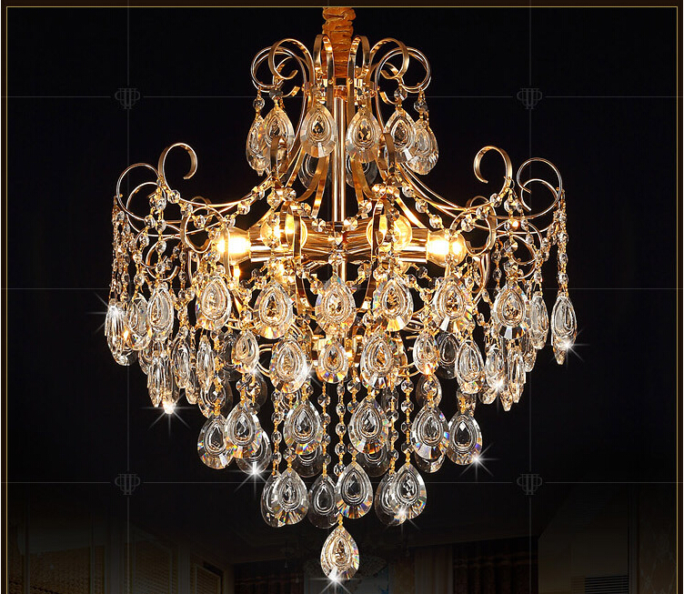 ac100-240v romantic golden chandelier pendant lamp pendant k9 golden crystal penadnt lamp guaranteed