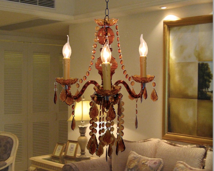 amber tiffany pendant lamp, 3/5/9/12 heads lights, vintage acrylic crystals amber chandelier pendant ac110v/220v