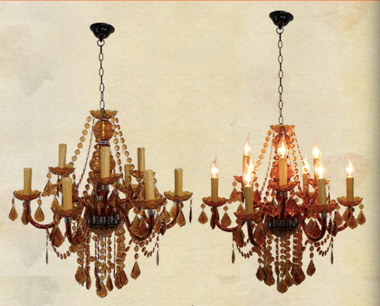 amber tiffany pendant lamp, 3/5/9/12 heads lights, vintage acrylic crystals amber chandelier pendant ac110v/220v