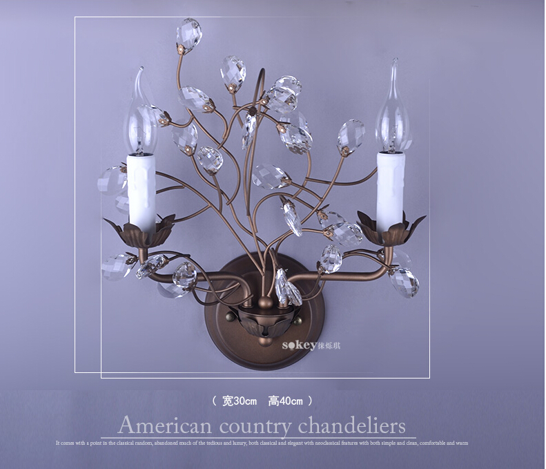 american home decoration loft style 2l crystal wall lamp vintage metal crystal candle wall lamp bedroom light