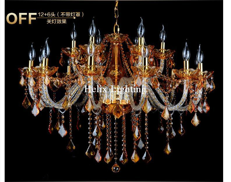 art deco chandelier mixed color amber and clear living room candle lamps luxury crystal chandelier no shades