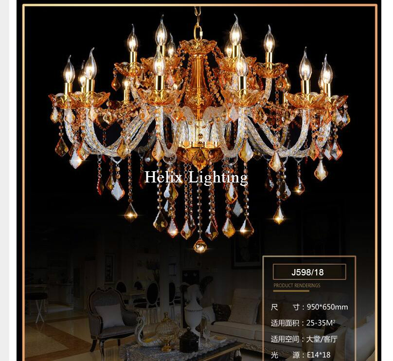 art deco chandelier mixed color amber and clear living room candle lamps luxury crystal chandelier no shades