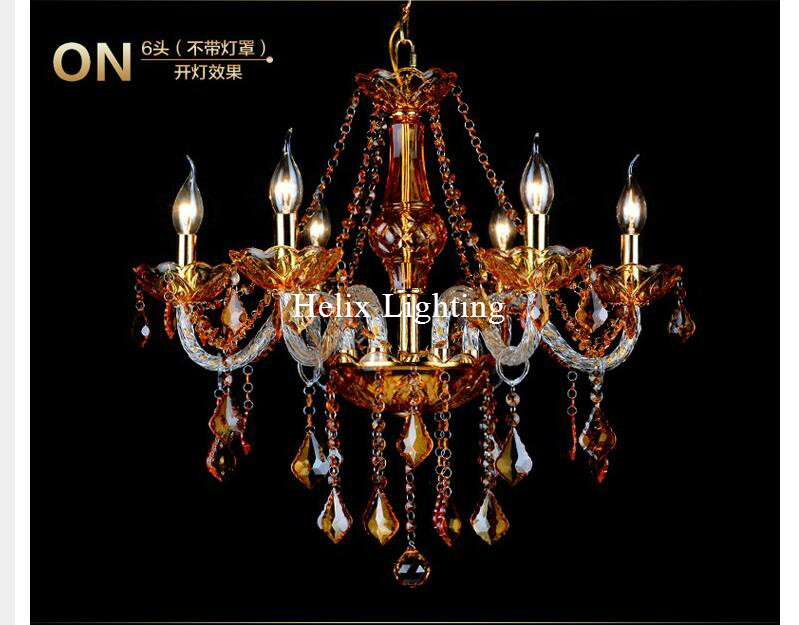 art deco chandelier mixed color amber and clear living room candle lamps luxury crystal chandelier no shades