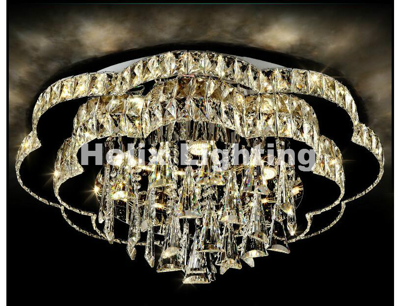 art decorative round style design d60cm d80cm led crystal ceiling lamp luster remote control ac crystal lighting