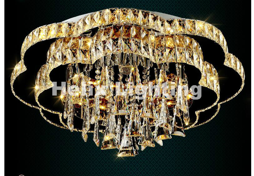 art decorative round style design d60cm d80cm led crystal ceiling lamp luster remote control ac crystal lighting