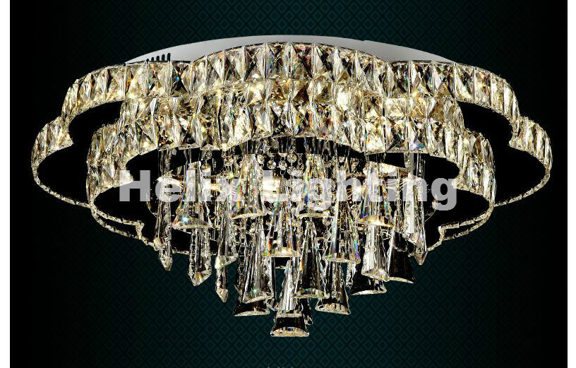 art decorative round style design d60cm d80cm led crystal ceiling lamp luster remote control ac crystal lighting