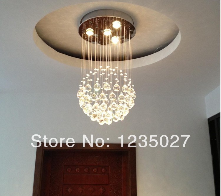 ball shape modern crystal chandelier ceiling lamp fixture global crystal pendant light for stairs, sy3059/3l