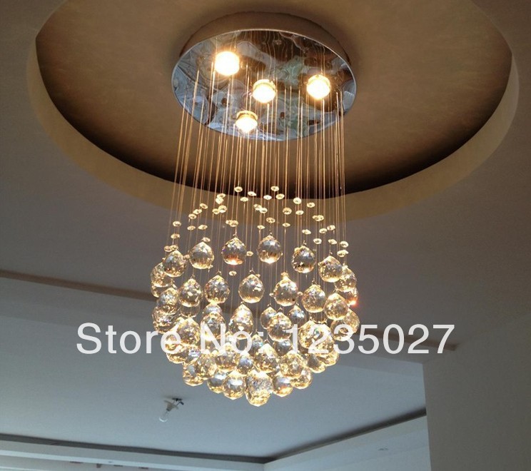 ball shape modern crystal chandelier ceiling lamp fixture global crystal pendant light for stairs, sy3059/3l