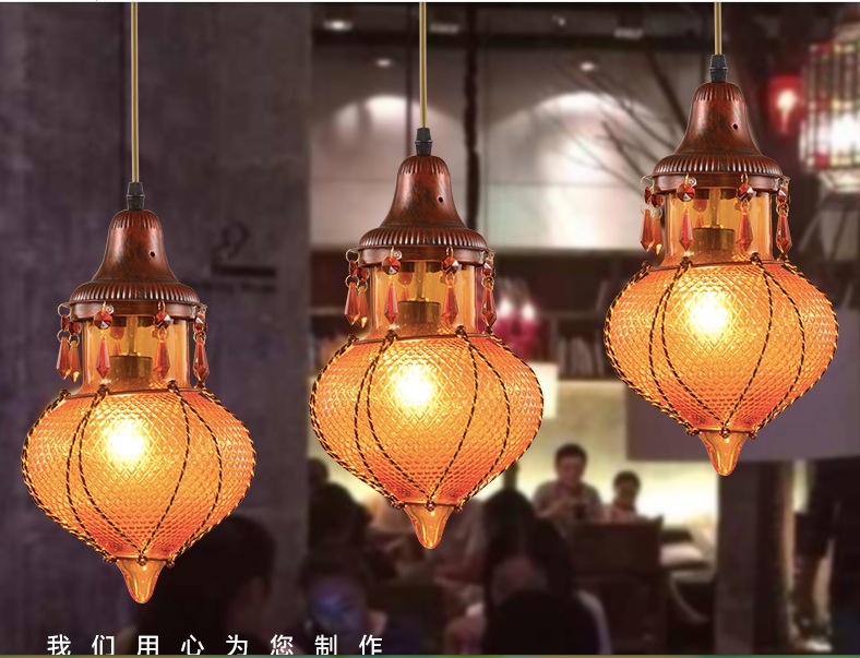 bohemian mediterranean e27 d180mm glass pendant light tiffany vintage painted glass pendant light