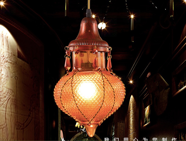 bohemian mediterranean e27 d180mm glass pendant light tiffany vintage painted glass pendant light